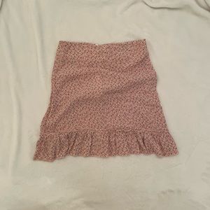 brandy Melville pink floral ruffle skirt